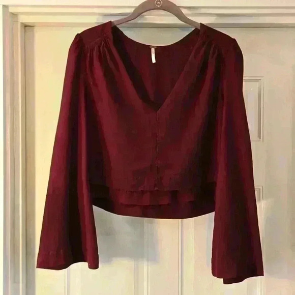 Free People Bell Sleeve Layered Crop Top - Picture 1 of 8